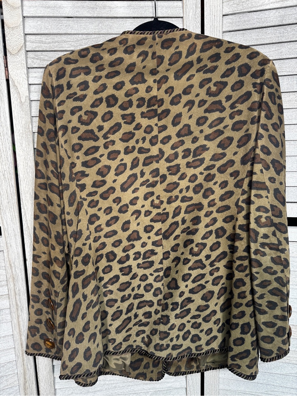 Carlisle 100% Suede Leopard Jacket Rope Trim Sz 14 MobWife Vintage Glam - Picture 5 of 11